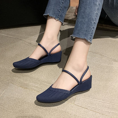 Fashion Women's Sandals  Mules Slippers For Beach Shoes Close Toe Women Heels Strappy Wedges Shoes For Women Plastic Sandals