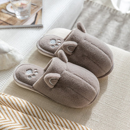 Winter Warm Home Women Fur Slippers Cute Lovely Non-slip Shoes Soft Indoor Bedroom House Slippers Men Lovers Couple Floor Shoes