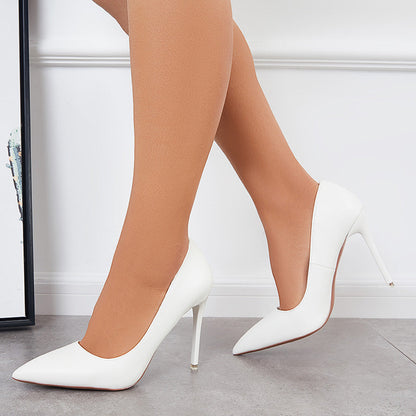 Women Classic Slip on High Heels Pointed Toe Stilettos Dress Pumps