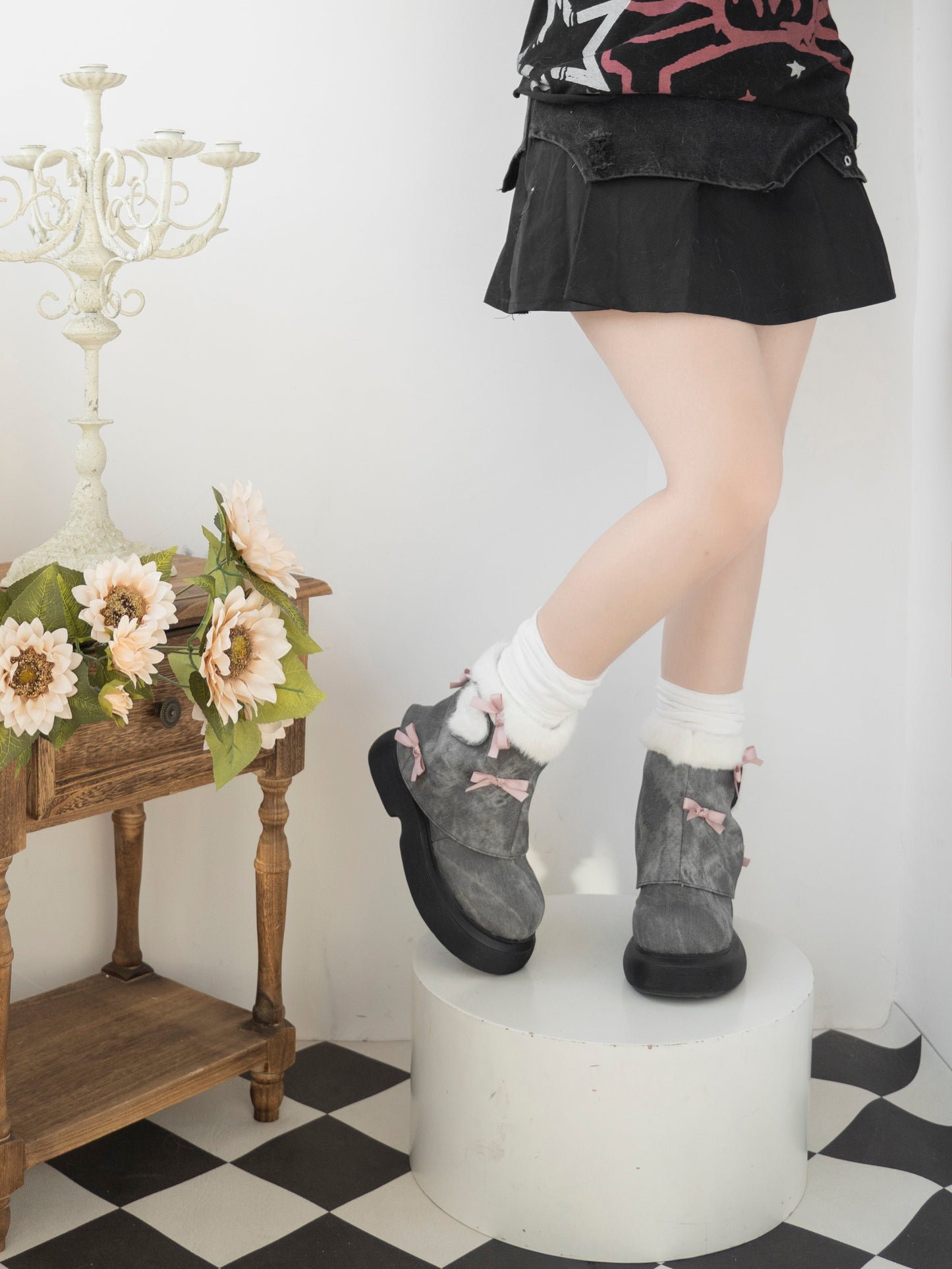 ♡ Snow Doll ♡ - Mid Heel Bootie