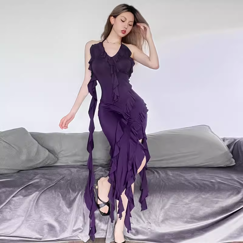 Chic Purple Summer Dress   HOT1392