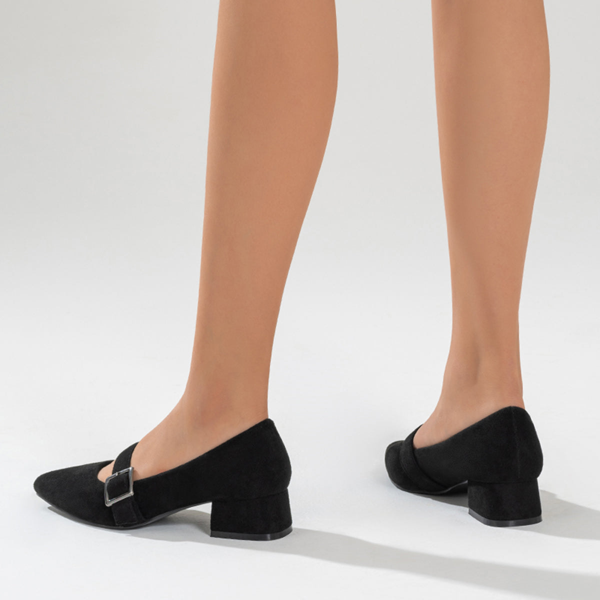 Woemn Black Mary Jane Dress Shoes Pointy Toe Low Block Heel Pumps