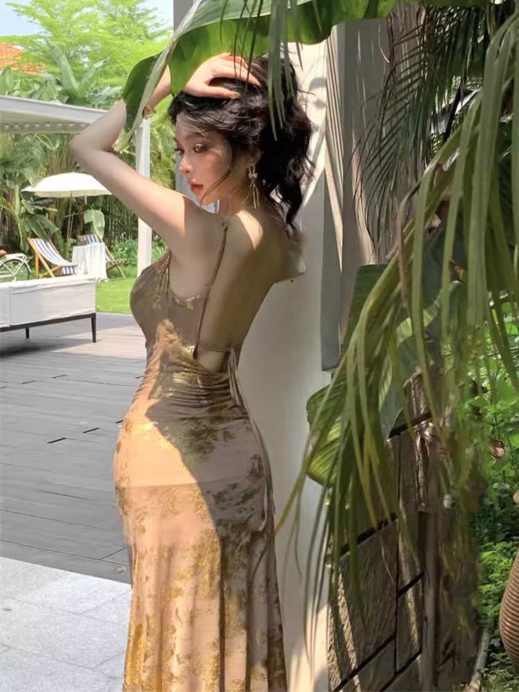 Sexy Backless Long Dress   HOT1493