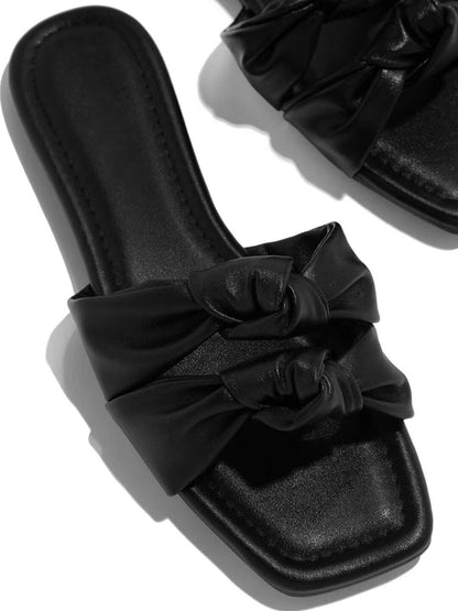 Double Bow Flat Slippers