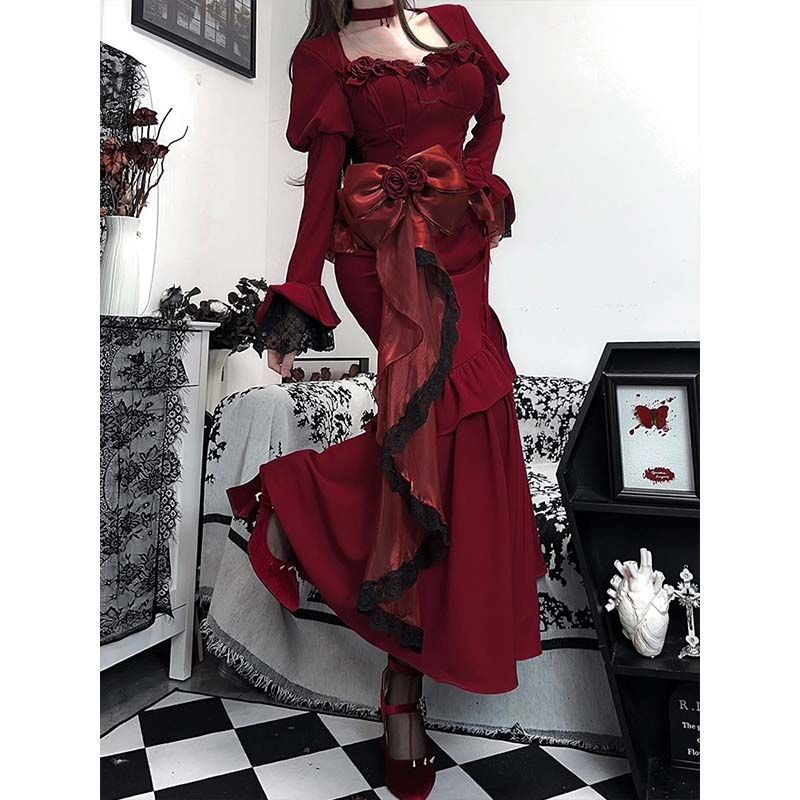 binfenxie-shop one with nature dress to impress French Hepburn Style Velvet Dress Women's Spring Design Waist-Tight Dress