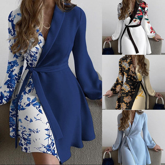 binfenxie-shop going out outfits Autumn and Winter New Lapel Simple Fashion Temperament Slim Women's Dress