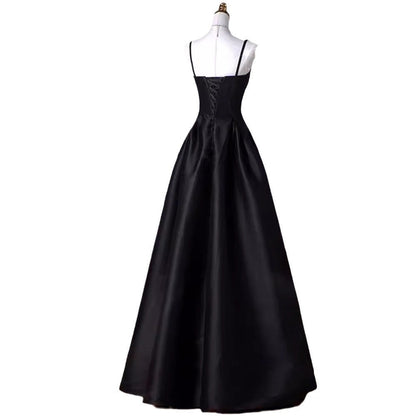 binfenxie-shop dress French Style Light Luxury Dress New French Style Black Strap Slim Fit Dress Student Banquet Evening Dress