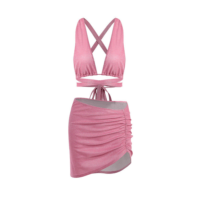 binfenxie-shop villian dress to impress outfit INS Style Hot Girl Niche Two-Piece Sexy Vest Pleated Skirt Suit