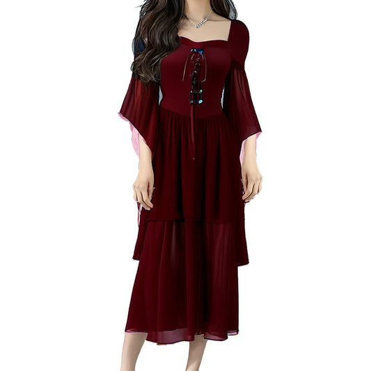 binfenxie Dress to Impress 2024 New Women's Halloween Witch Bandage Large Swing Dress