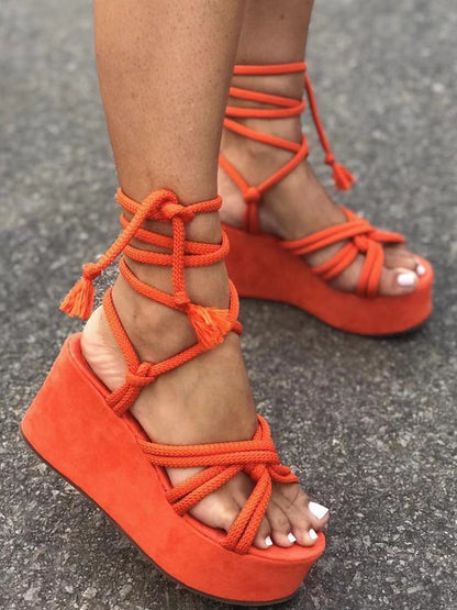 Lace Up Platform Sandals