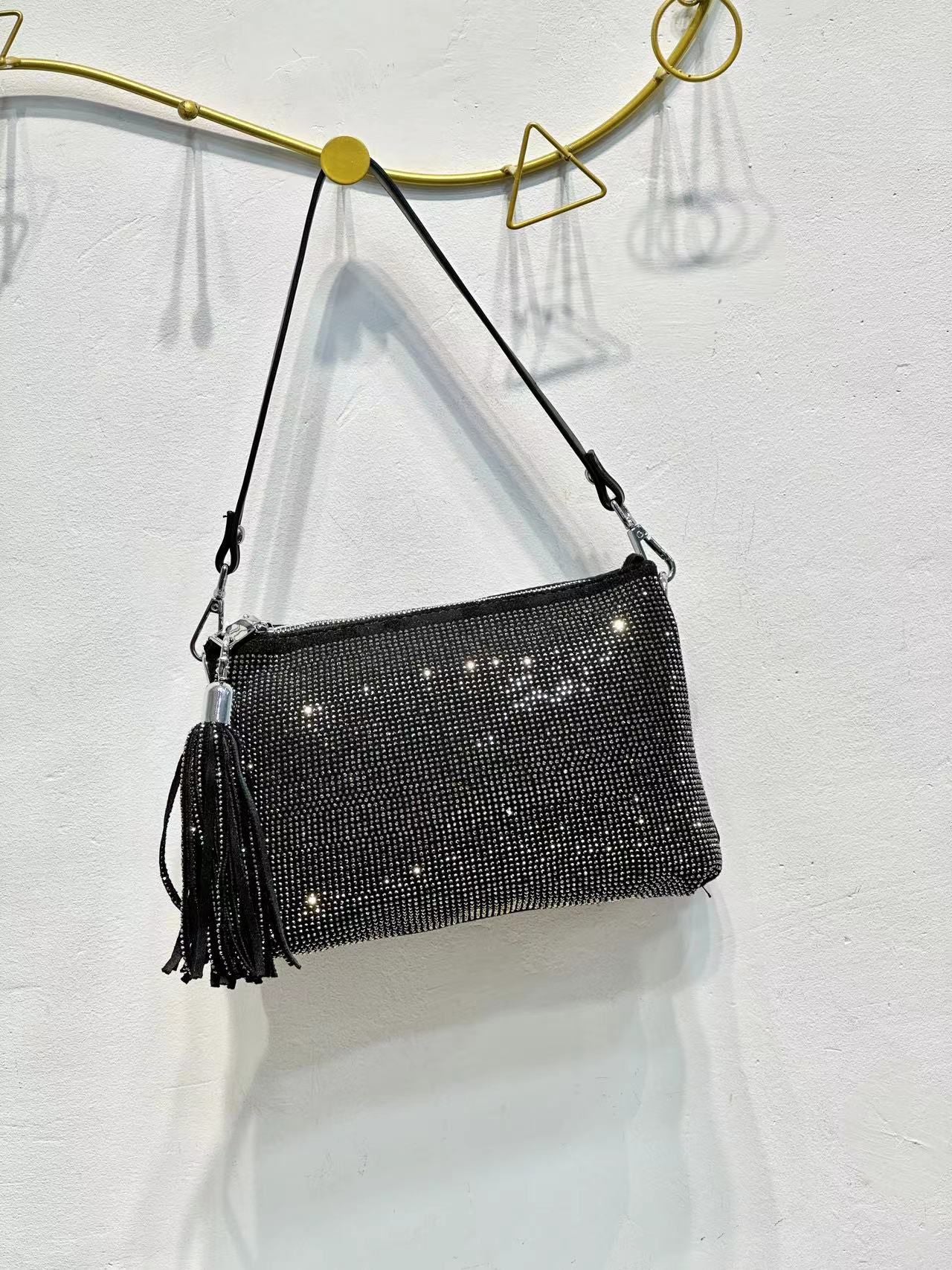 BINFENXIE 2025 New model full of diamonds shiny underarm bag women's popular new trendy fashion versatile single shoulder crossbody multi-hot diamond square