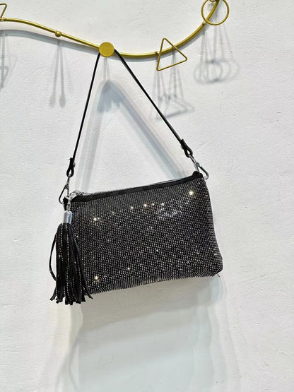 BINFENXIE 2025 New model full of diamonds shiny underarm bag women's popular new trendy fashion versatile single shoulder crossbody multi-hot diamond square