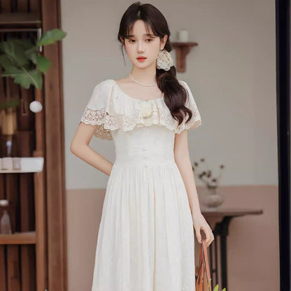 binfenxie-shop cybergoth dress to impress Women's Clothing Summer New Retro Court Oil Painting Wedding Embroidery Heavy Industry Dress Daily Dress