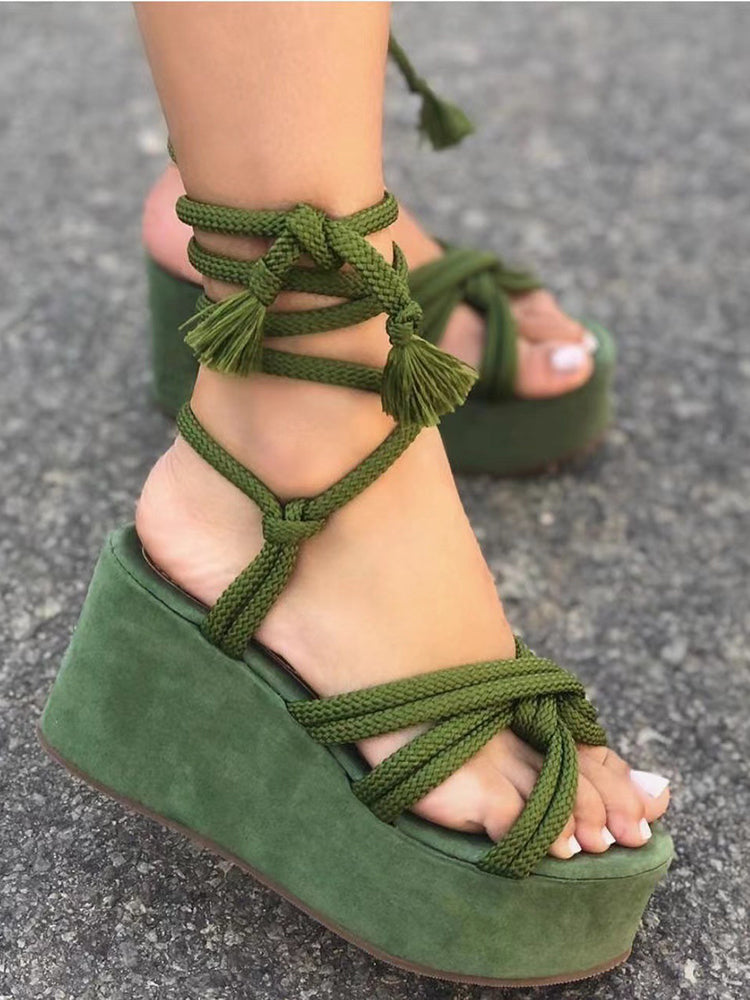 Lace Up Platform Sandals