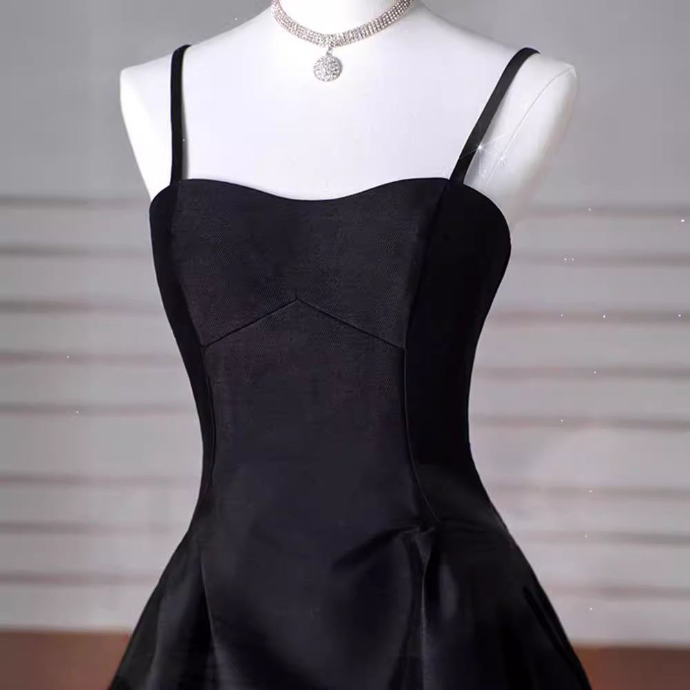 binfenxie-shop dress French Style Light Luxury Dress New French Style Black Strap Slim Fit Dress Student Banquet Evening Dress