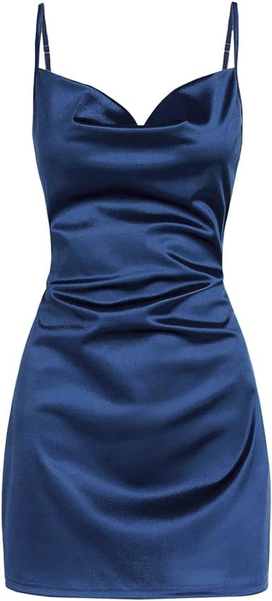 binfenxie-shop homecoming dresses Strap Satin Backless Strap Dress Summer Sexy Elegant Socialite Style Strap