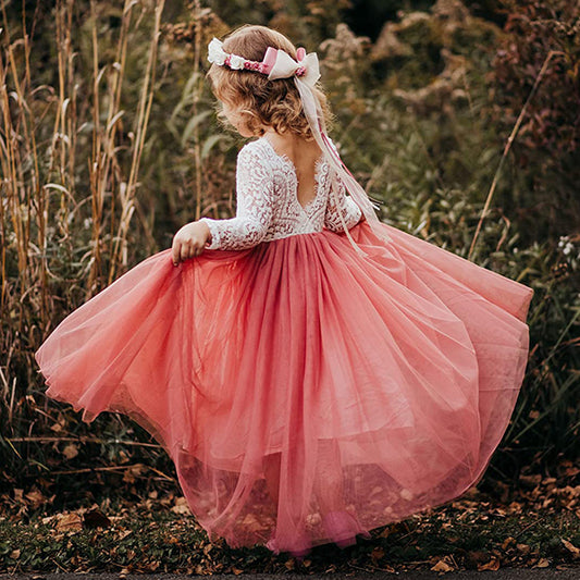 HOTan and NEWn Girls' Dress Princess Dress Children's Dresses of Bride Fellow Kids Baby Summer Lace Backless Dress Girls' Skirt