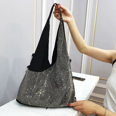 BINFENXIE 2025 Popularan design sense diamond zipper large capacity portable shoulder women's bag fashion trend versatile light casual