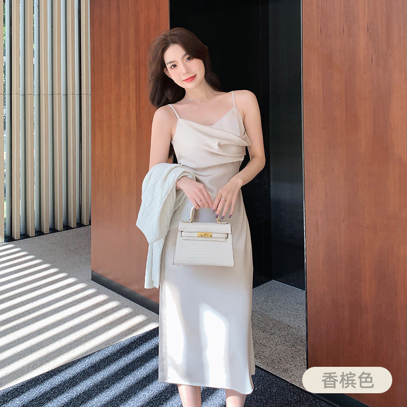 binfenxie-shop dresses French Strap Dress Women's Summer New High-Grade Slim-Fit Slimming Temperament Design Sense Niche