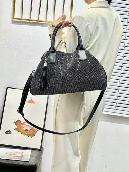 BINFENXIE 2025 New hot diamond handbag women's popular new  style fashion versatile shiny large capacity shoulder messenger women's bag