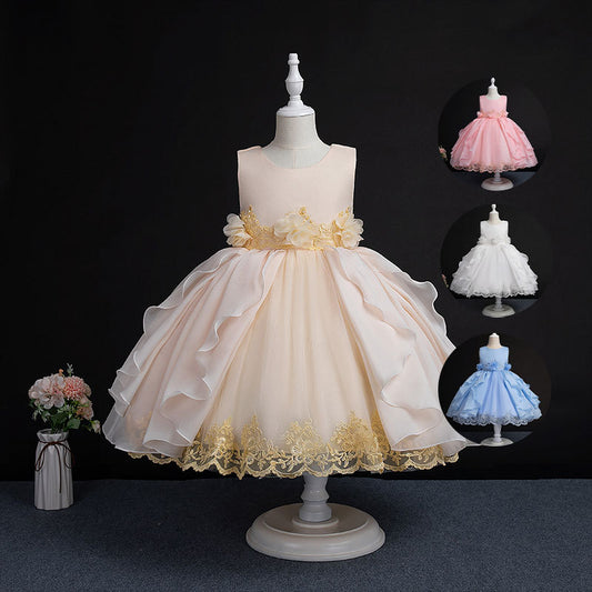 Cross-Border Foreign Trade Girl's Dress Western Style Cake Pettiskirt Middle and Big Children's Party Performance Princess Dress Children's Dress