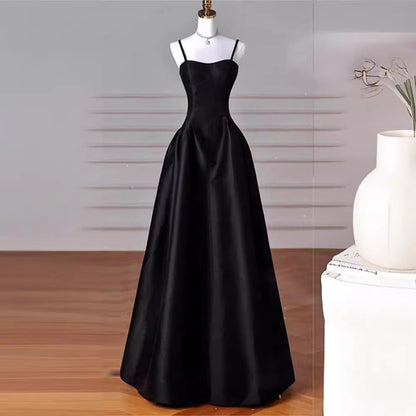 binfenxie-shop dress French Style Light Luxury Dress New French Style Black Strap Slim Fit Dress Student Banquet Evening Dress