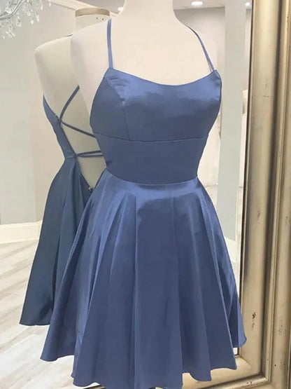 binfenxie-shop prom dresses Blue Strap Engagement Evening Dress Women's French-Style High-End Light Luxury Niche Host Hepburn Style Princess Dress