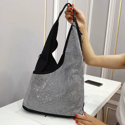 BINFENXIE 2025 Popularan design sense diamond zipper large capacity portable shoulder women's bag fashion trend versatile light casual