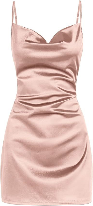 binfenxie-shop homecoming dresses Strap Satin Backless Strap Dress Summer Sexy Elegant Socialite Style Strap