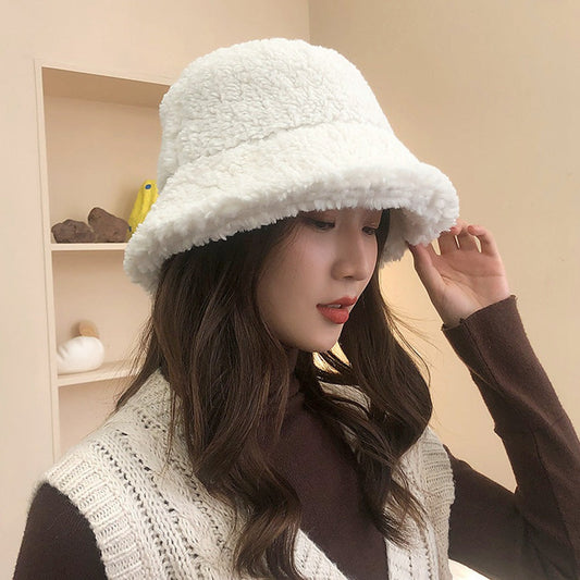 binfenxie-shop lolíta fashion dress to impress Hat Women's Autumn and Winter Classic Light Board Solid Color Lamb Wool Fisherman Hat Korean Style Versatile Warm Sun Hat for Students