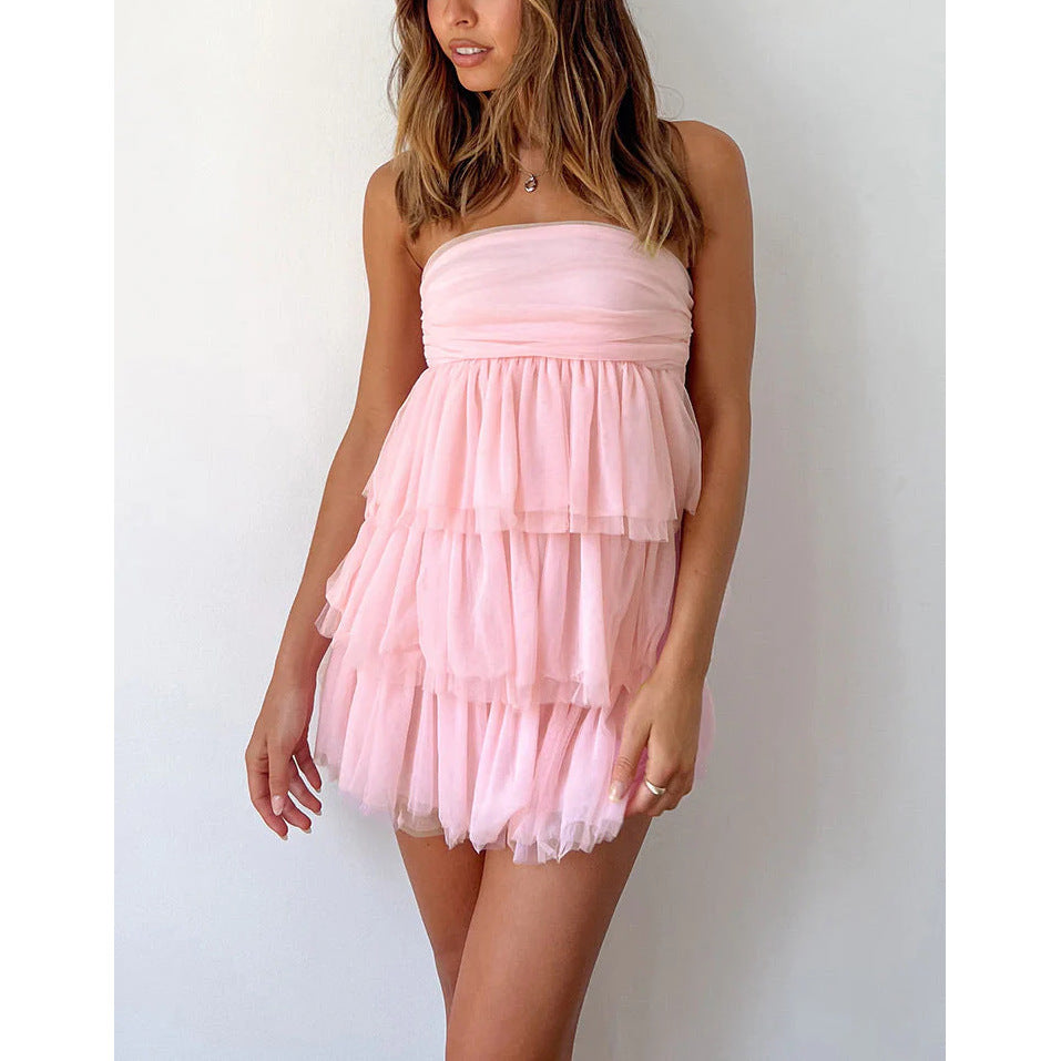 binfenxie-shop womens fashion Sexy Women's New Tube Top Dress Women's Summer Hot Girl Short Cake Pettiskirt