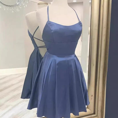 binfenxie-shop prom dresses Blue Strap Engagement Evening Dress Women's French-Style High-End Light Luxury Niche Host Hepburn Style Princess Dress