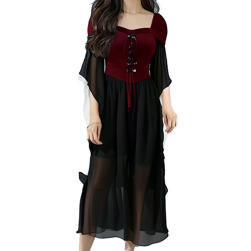 binfenxie Dress to Impress 2024 New Women's Halloween Witch Bandage Large Swing Dress