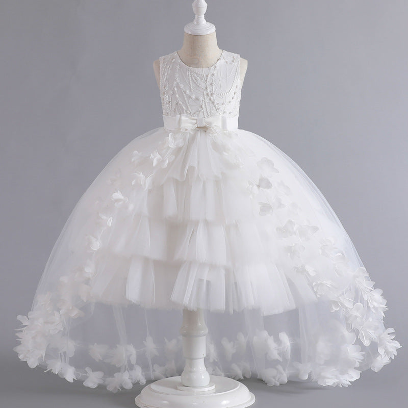 Hot Sale HOTan and NEWn Children Princess Dress Trailing Flower Dress Girl Catwalk Piano Performance Wear Pettiskirt