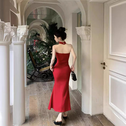 binfenxie avant garde dress to impress French Style Sexy Royal Lady Style Elegant Lady Sexy Tube Top Dress Tight Waist Tight Fishtail Sheath Dress