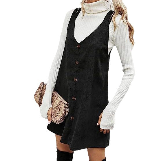 binfenxie-shop grunge outfits Women's Elegant Corduroy Strap Dress Sexy Commuter Sweet Style Autumn and Winter New