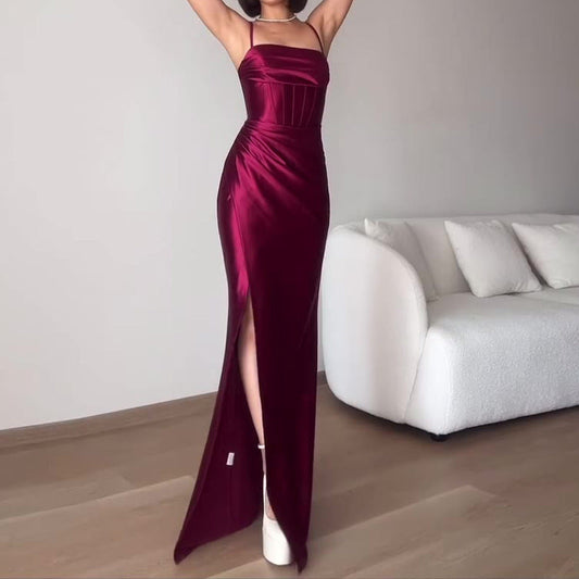 binfenxie-shop widow dress to impress Summer New Fashion Sexy Backless Red Strap Evening Dress Dress