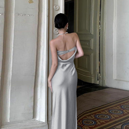 binfenxie-shop prom dresses Sweet French Style High-End Backless Evening Dress Elegant Socialite Style High-End Elegant Dress