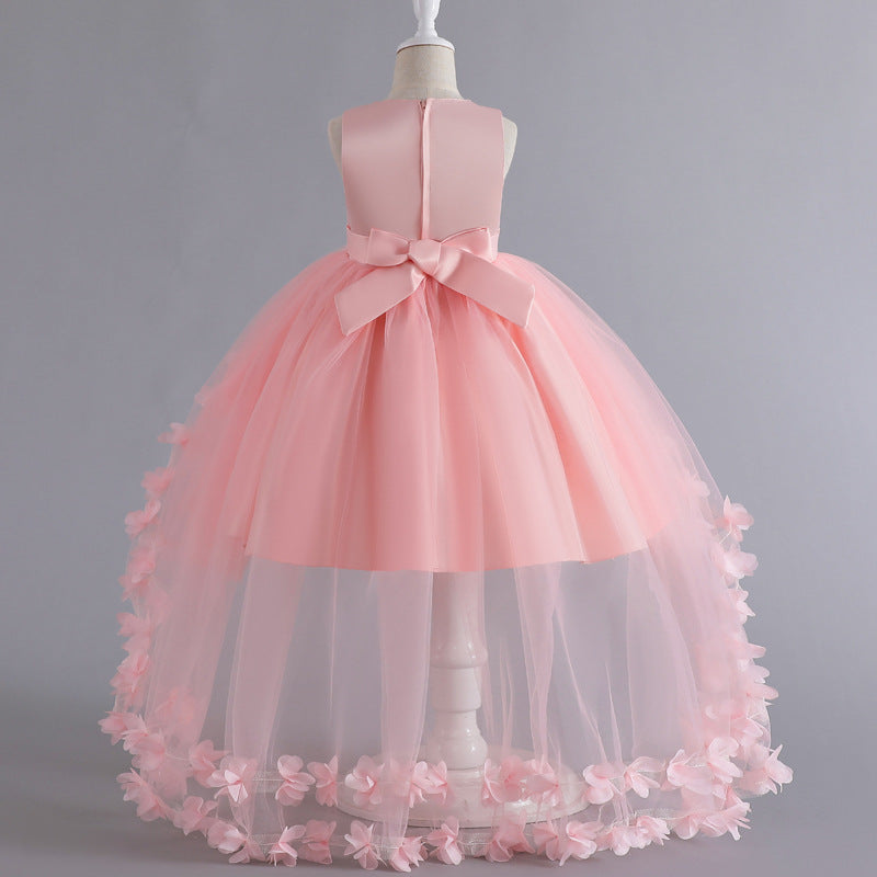 Hot Sale HOTan and NEWn Children Princess Dress Trailing Flower Dress Girl Catwalk Piano Performance Wear Pettiskirt