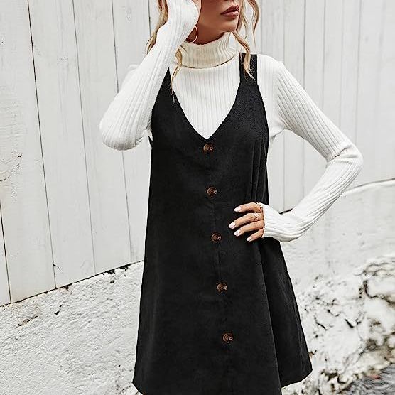 binfenxie-shop grunge outfits Women's Elegant Corduroy Strap Dress Sexy Commuter Sweet Style Autumn and Winter New