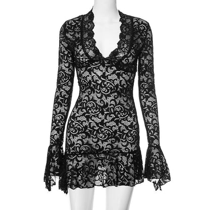 binfenxie-shop homecoming dresses Women's Clothing Autumn and Winter New Sexy Lace Hot Girl Party Dress