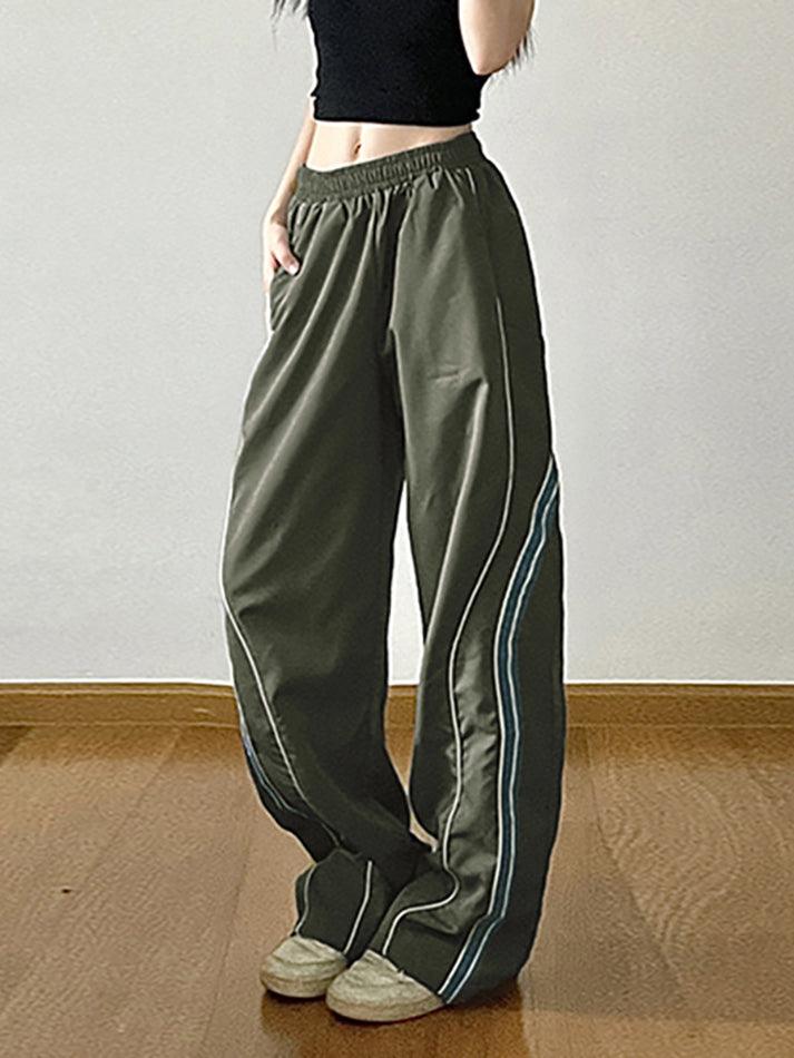 Vintage Striped Piping Baggy Sweatpants