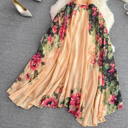 binfenxie-shop android vs cyberborg dress to impress Fashionable Elegant Elegant Dress Long Skirt Collar Waist Slimming Positioning Printed Word Large Swing Dress Women