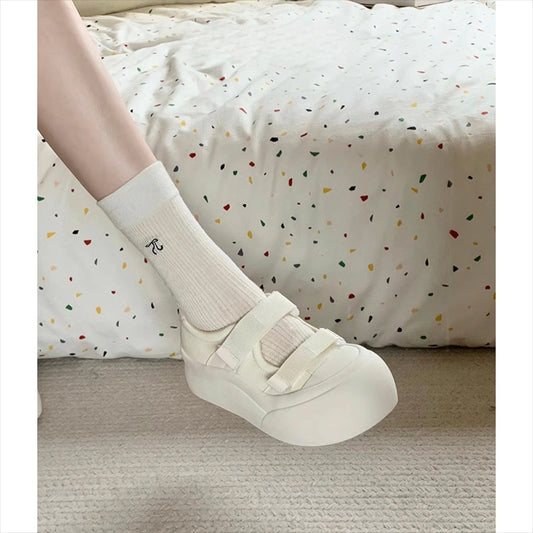 White Mary Jane women's shoes new summer thick-soled big-headed ugly shoes small leather shoes shallow mouth single shoes Korean version