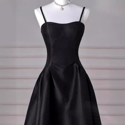 binfenxie-shop dress French Style Light Luxury Dress New French Style Black Strap Slim Fit Dress Student Banquet Evening Dress