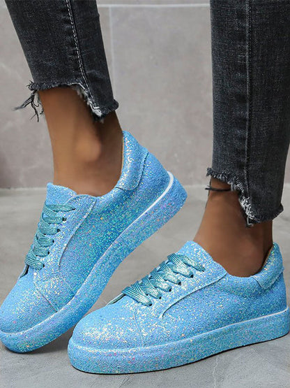 Sequins Lace Up Sneakers