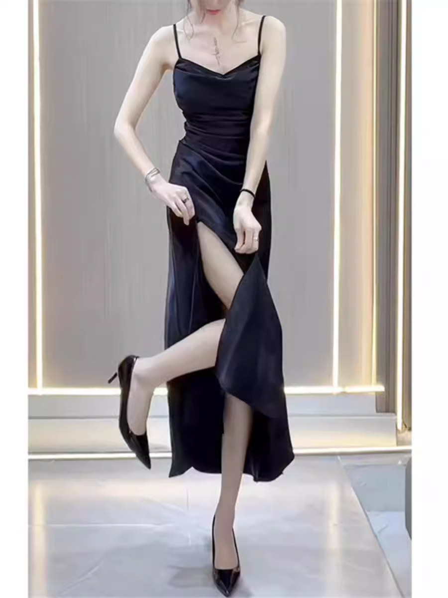 Sexy Black Spaghetti Straps Dress  HOT1485