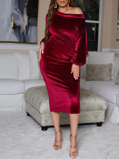 Velvet Off Shoulder Party Dress