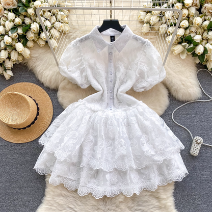 Embroidered Princess Dress with Sweet Ruffles and Temperament Dress for Women HOT1204