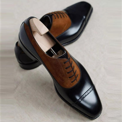 New Men Derby Shoes Black Round Toe Lace-up Party Business Pu Leather Handmade Men Dress Shoes  Size 38-46